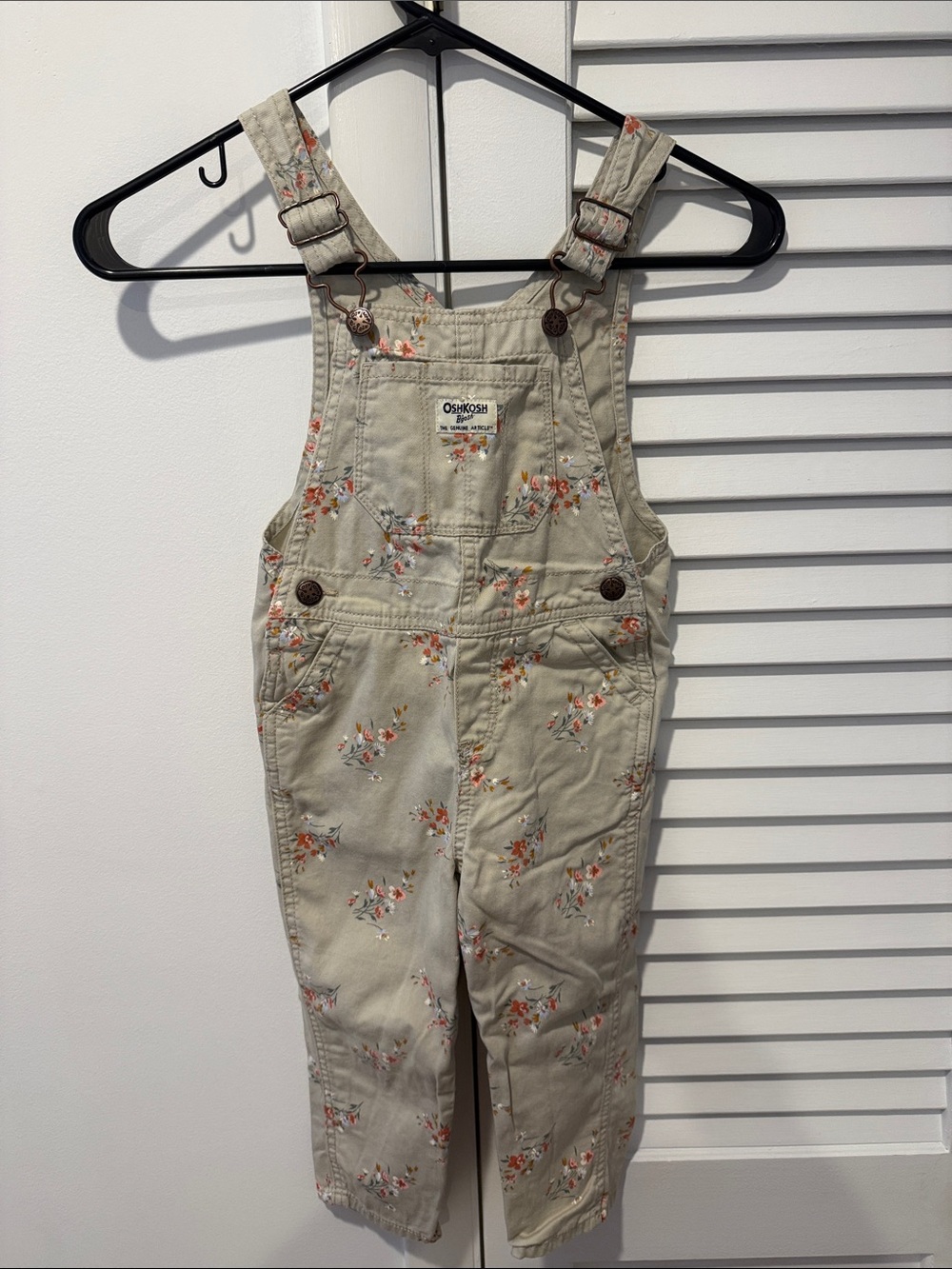 OshKosh B'gosh Khaki Overalls with Floral Print